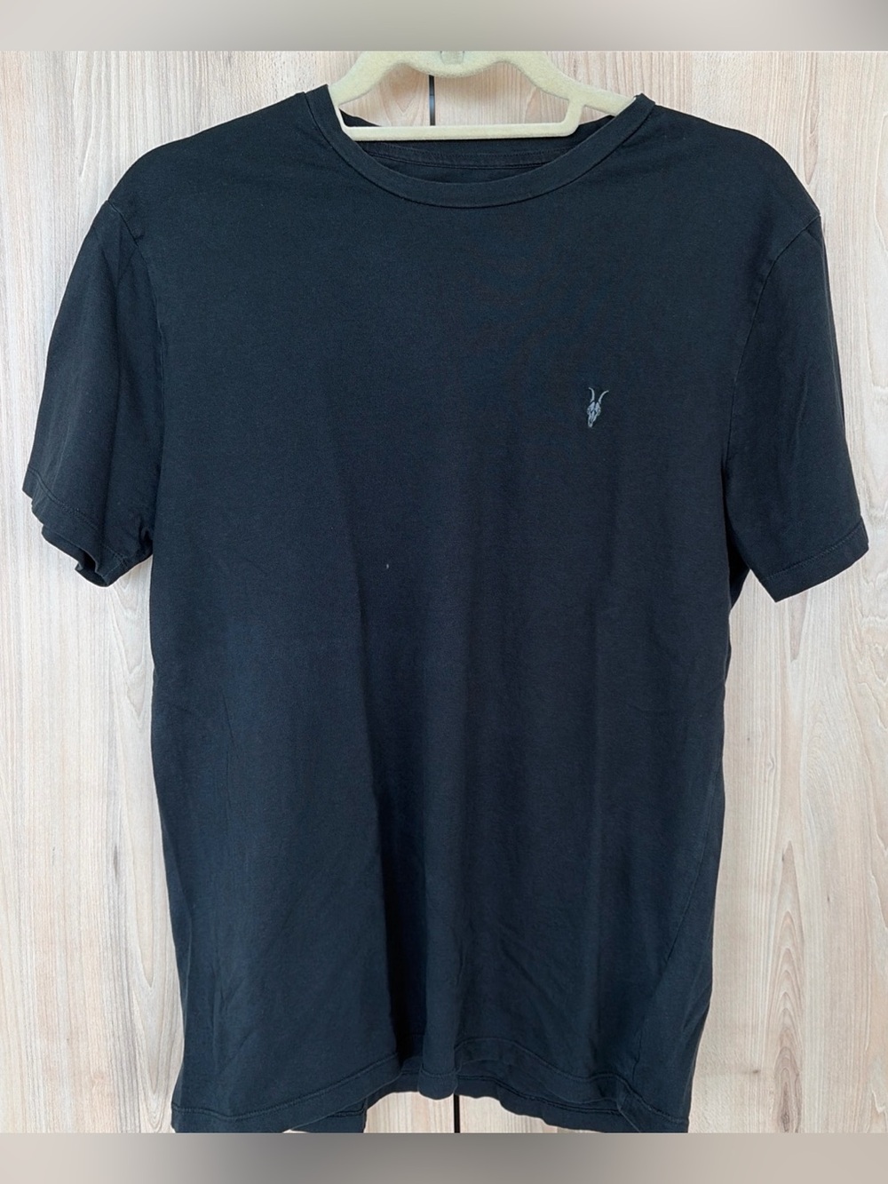 AllSaints Men’s L Black Logo T-Shirt Organic Cotton Minimalist Streetwear